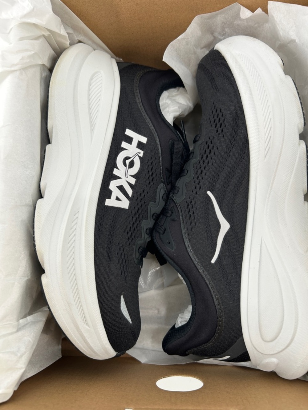 Hoka Bondi 9 Shoes Size 8.5 WIDE WIDTH Black White Running Sneakers Cushioned - Picture 4 of 13